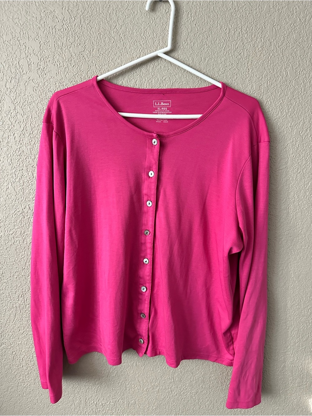 L.L. Bean Cardigan Sweater Women’s XL Pink Magenta SUPIMA Cotton
